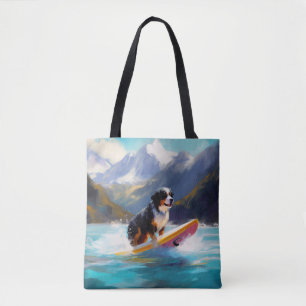 Bolso De Tela Pintura de surf en la playa de montaña de Bernese