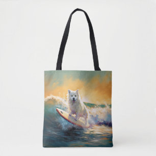 Bolso De Tela Pintura de surf en la playa del esquimal americano