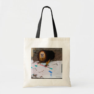 Bolso De Tela Pintura de Tamarin, León con Cabecera Dorada