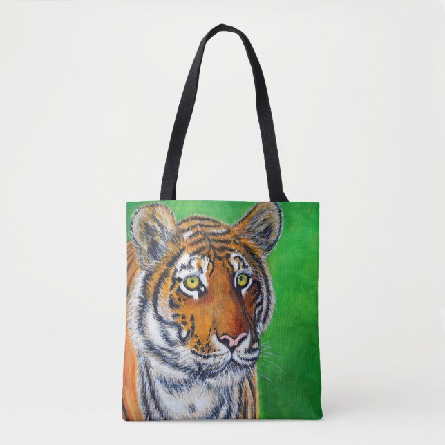 Bolso De Tela Pintura de tigres (Anverso)