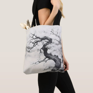 Bolso De Tela Pintura de tinta de árbol negro torcido