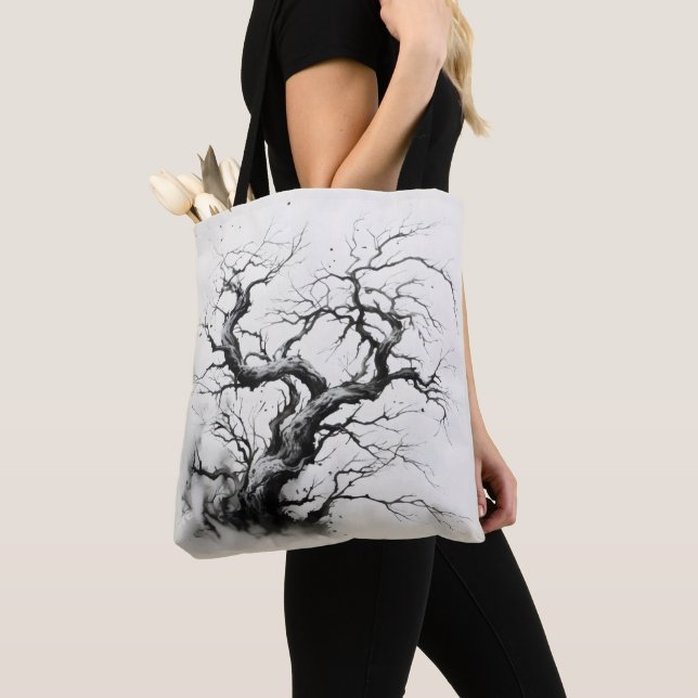 Bolso De Tela Pintura de tinta de árbol oscuro (Detalle)