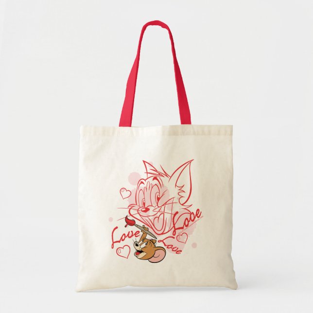 Bolso De Tela Pintura de Tom y Jerry Valentine (Frente)
