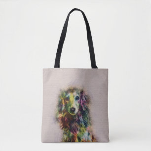 Bolso De Tela Pintura del bosquejo del perrito del Dachshund
