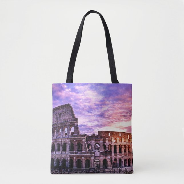 Bolso De Tela Pintura del Coliseo en Roma al atardecer (Anverso)