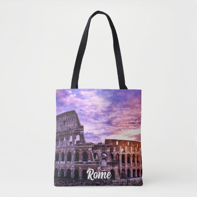 Bolso De Tela Pintura del Coliseo en Roma al atardecer (Anverso)