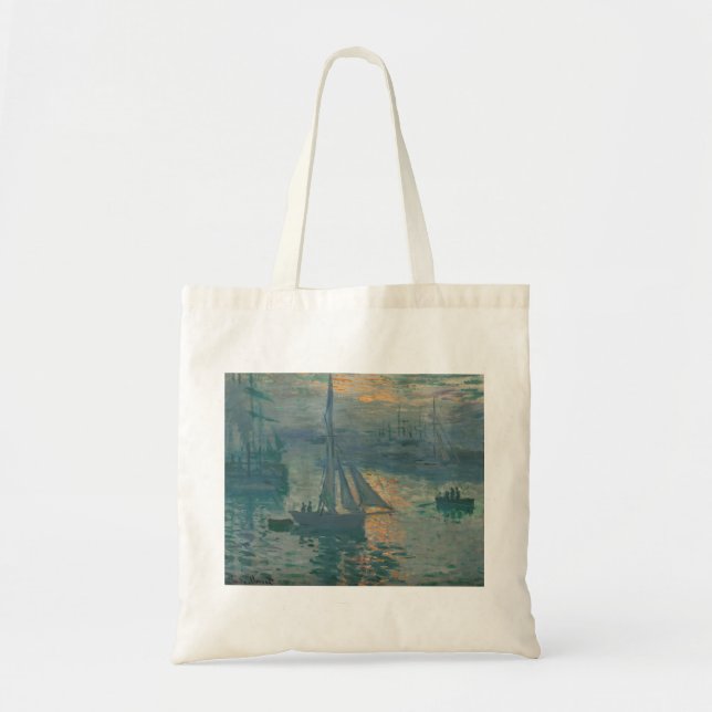 Bolso De Tela Pintura del Impresionismo Marítimo Monet Sunrise (Frente)