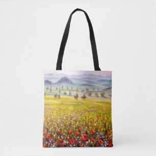 Bolso De Tela Pintura del paisaje de cipreses toscanos italianos