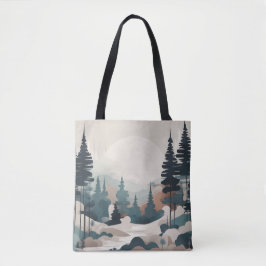 Bolso De Tela Pintura del paisaje forestal de Boho