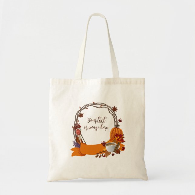 Bolso De Tela Pintura digital de Wreath otoño (Frente)