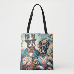 Bolso De Tela Pintura divertida de Bulldog francés vintage