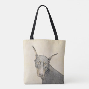 Bolso De Tela Pintura Doberman Pinscher - Original Dog Art