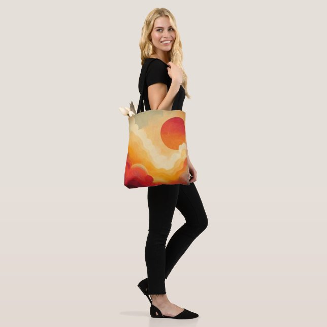 Bolso De Tela Pintura dramática de sol rojo (Puesto)