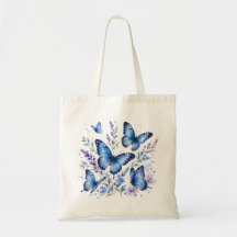 Pintura en acuarela de mariposas azules