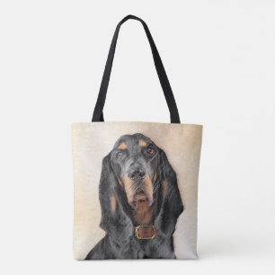 Bolso De Tela Pintura en blanco y negro - Arte original del perr