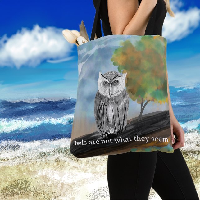 Bolso De Tela Pintura estacional de búho en la naturaleza se mar (Subido por el creador)