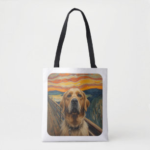 Bolso De Tela Pintura expresionista ansiosa de golden retriever