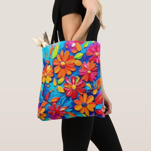 Bolso De Tela Pintura Floral Alegre (Detalle)