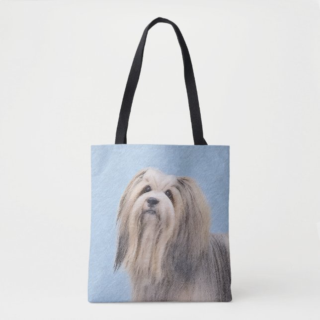 Bolso De Tela Pintura Havanesa (plateada) - Arte de Perro Origin (Anverso)
