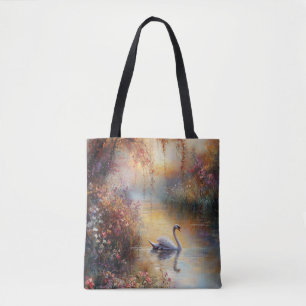Bolso De Tela Pintura impresionista rusa de los cisnes