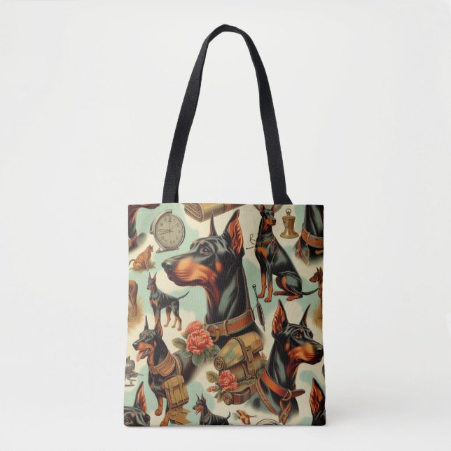 Bolso De Tela Pintura inmaculada Doberman (Anverso)