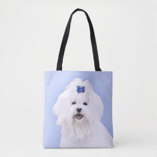 Bolso De Tela Pintura maltesa - Arte de perro original muy lindo