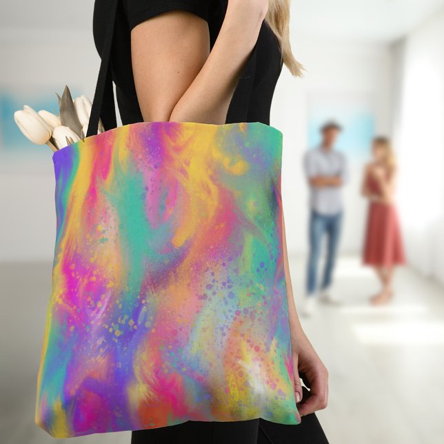 Bolso De Tela Pintura moderna abstracta con salpicaduras de pint (Abstract colorful paint tote bags modern splatter and swash painting)