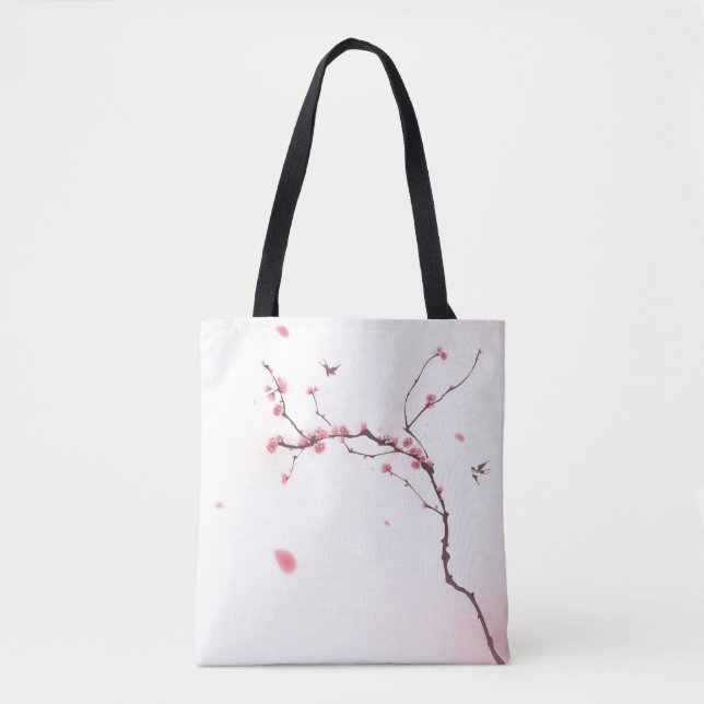 Bolso De Tela Pintura oriental del estilo, flor de cerezo (Anverso)