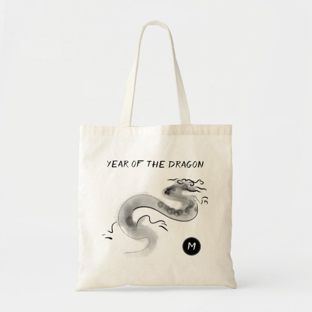 Bolso De Tela Pintura original 1 Dragón año 2024 Monograma TB (Frente)