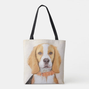 Bolso De Tela Pintura Original de Perro Sabueso Beagle Arte Anim