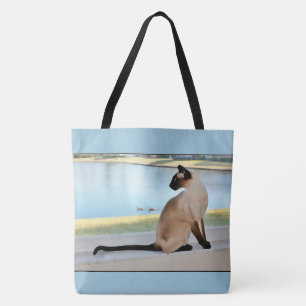 Bolso De Tela Pintura pacífica del gato siamés