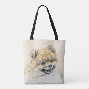 Bolso De Tela Pintura Pomerania (Naranja) - Arte Perro Original