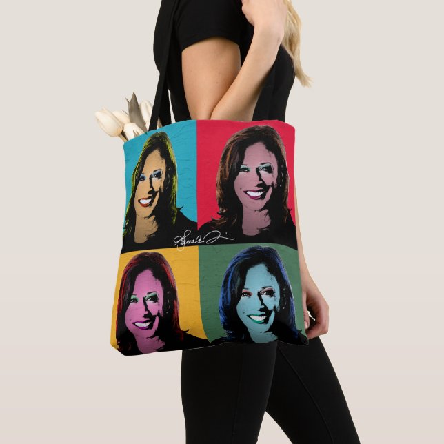 Bolso De Tela Pintura pop de Kamala Harris (Detalle)