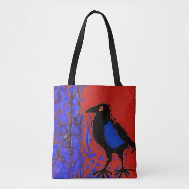 Bolso De Tela Pintura raven negra (Anverso)