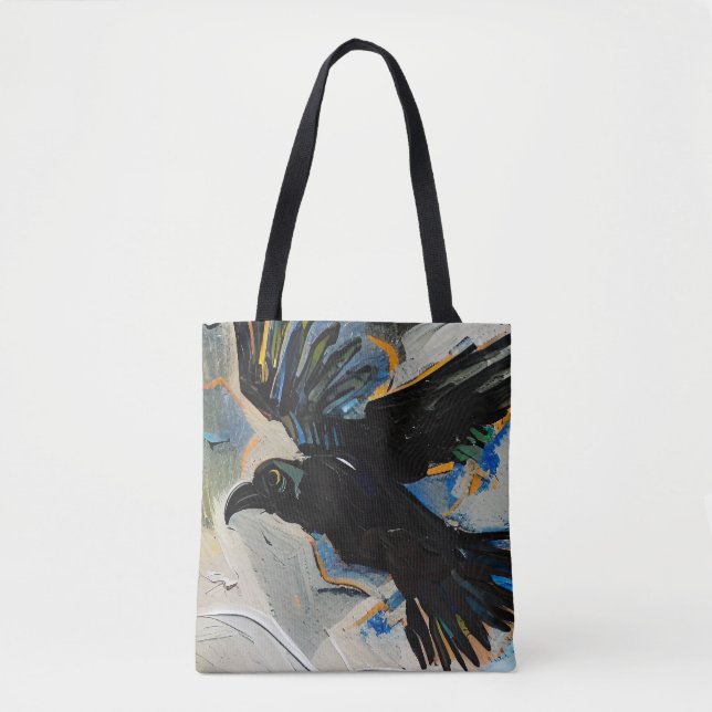 Bolso De Tela Pintura raven negra (Anverso)