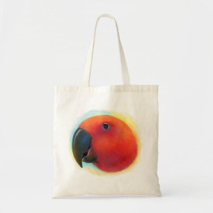 Bolso De Tela Pintura realista del loro rojo del eclectus