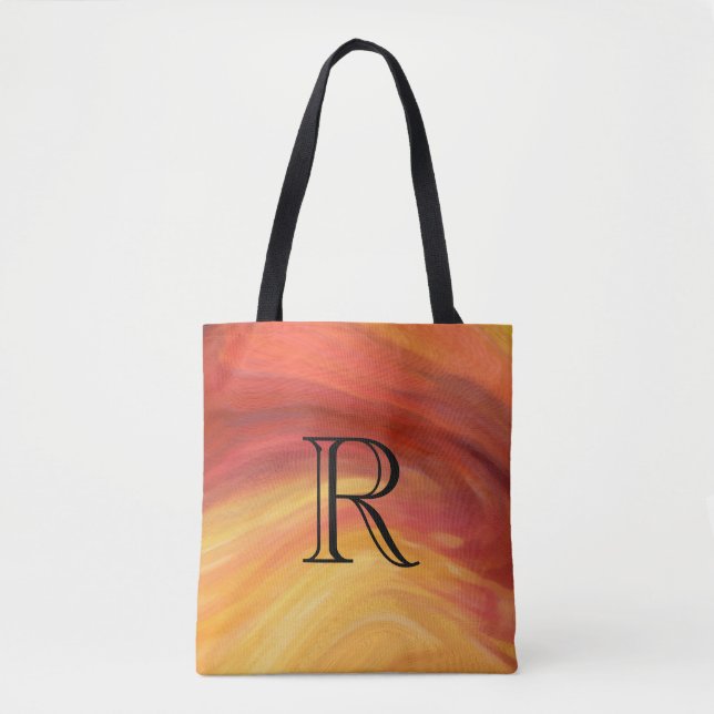 Bolso De Tela Pintura roja Naranja amarilla con monograma (Anverso)