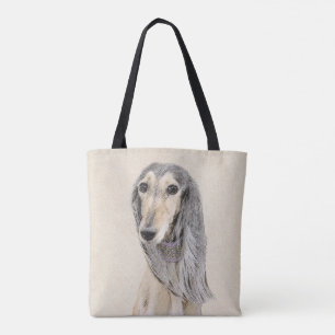 Bolso De Tela Pintura Saluki (Amanecer) - Arte Perro Original.