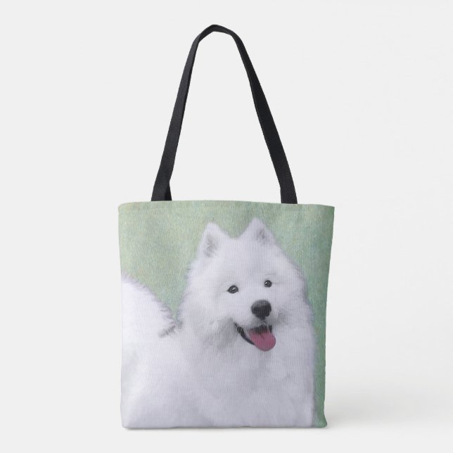 Bolso De Tela Pintura samoyada - Arte de perro original curado (Reverso)