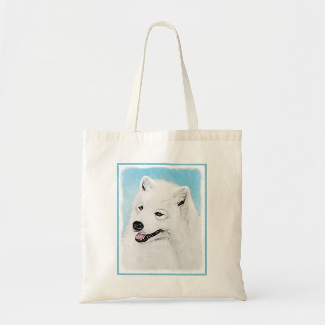 Bolso De Tela Pintura Samoyed - Arte Perro Original Cuto (Frente)