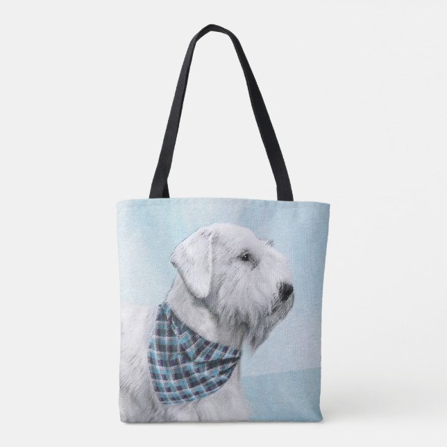 Bolso De Tela Pintura Sealyham Terrier - Arte Perro Original. (Reverso)