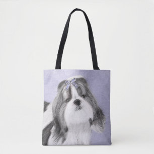 Bolso De Tela Pintura Shih Tzu - Arte Perro Original.