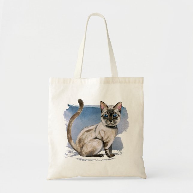 Bolso De Tela Pintura siamesa de la acuarela del gatito (Frente)