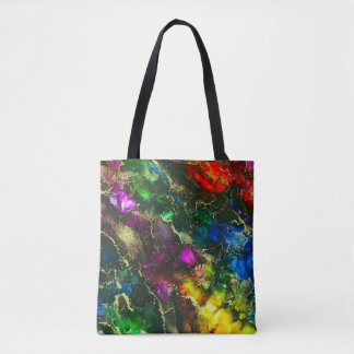 Bolso De Tela Pintura sintética psicodélica de tinta de alcohol