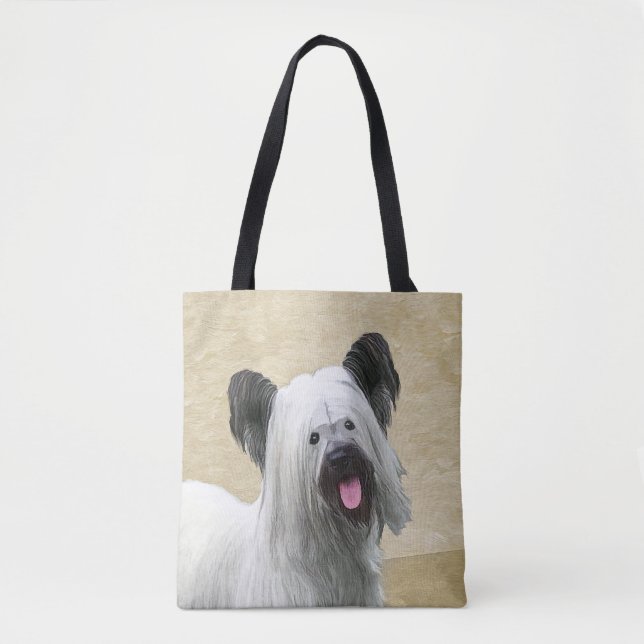 Bolso De Tela Pintura Skye Terrier - Arte Perro Original. (Anverso)