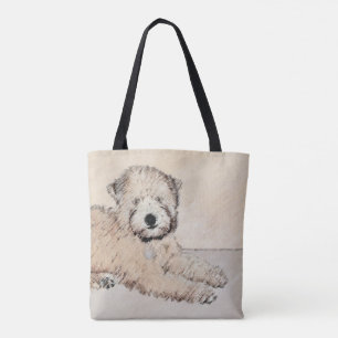 Bolso De Tela Pintura Terrier de Ruedas Recubiertas Blancas Arte