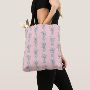 Bolso De Tela Pintura tropical de piña rosa