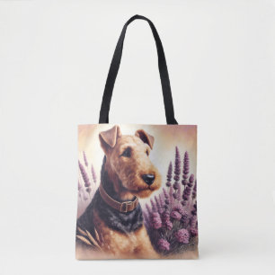 Bolso De Tela Pintura Vintage de Airedale Terrier