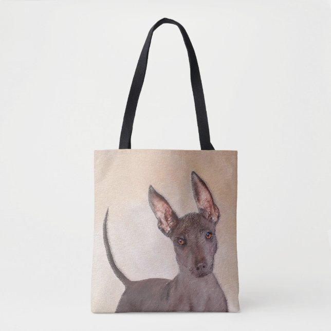 Bolso De Tela Pintura Xoloitzcuintli - Arte Perro Original Cuto (Anverso)