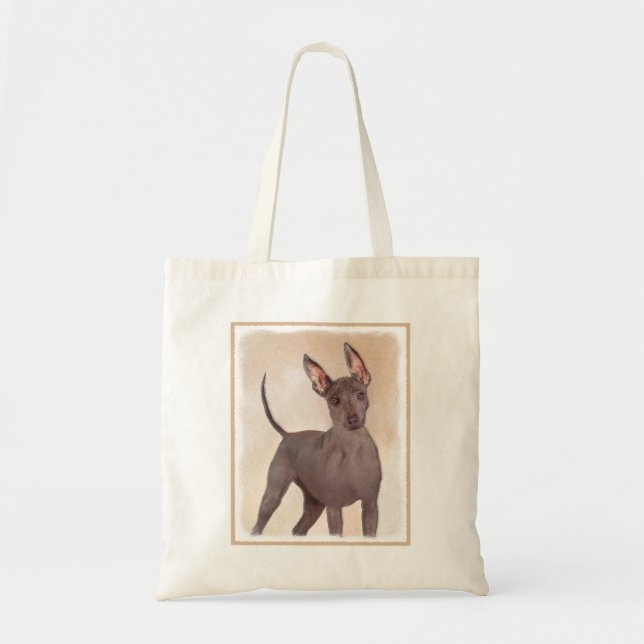 Bolso De Tela Pintura Xoloitzcuintli - Arte Perro Original Cuto (Frente)
